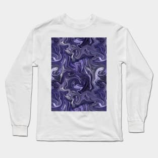 Indigo Silk Marble - Digital Liquid Paint Long Sleeve T-Shirt